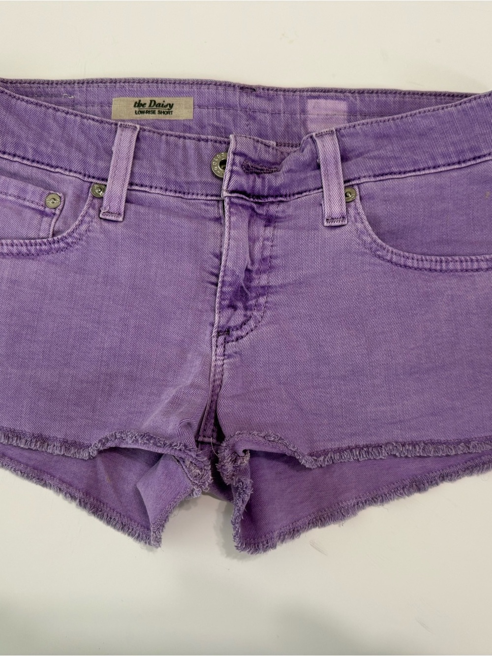Ag Adriano Goldschmied Purple Low-Rise Denim Shorts